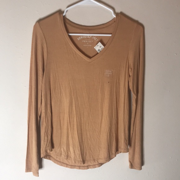 Long Sleeve Seriously Soft Crew Tee | tan - Picture 1 of 1